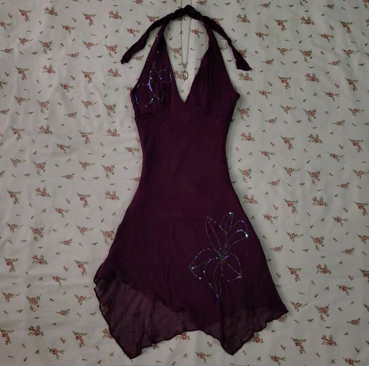 Dark Purple Halter Short Vintage Formal Evening Dresses Cocktail Dresses Main image