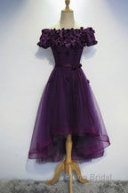 Dark Purple High Low Homecoming Dresses, Cute Formal Dresses, Formal Prom Dresses