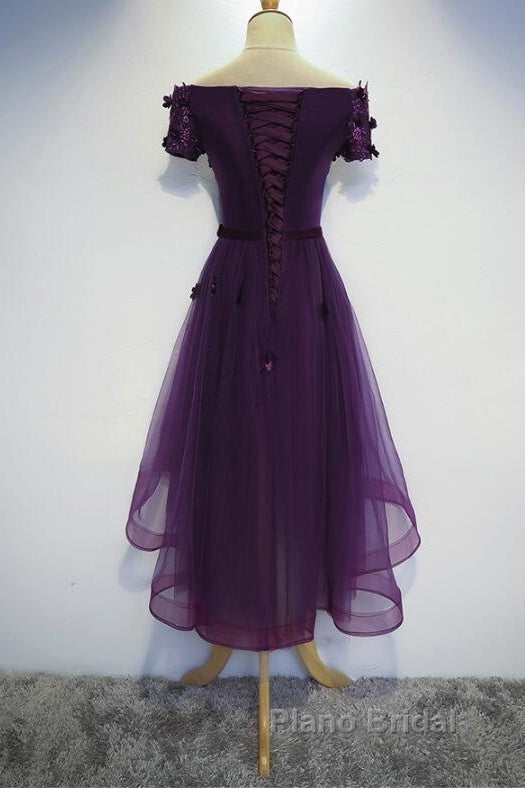 Dark Purple High Low Homecoming Dresses, Cute Formal Dresses, Formal Prom Dresses
