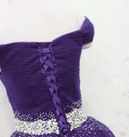 Dark Purple Tulle Long Formal Prom Dresses, Beautiful Junior Formal Prom Dresses
