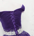 Dark Purple Tulle Long Formal Prom Dresses, Junior Formal Prom Dresses
