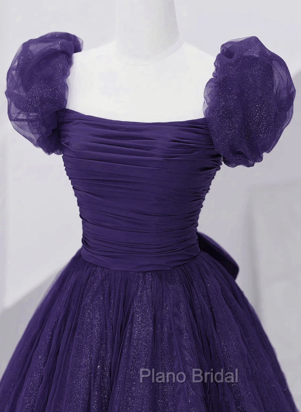 Dark Purple Tulle Scoop A-line Long Formal Dresses, Dark Purple Evening Dresses Formal Prom Dresses Secondary image