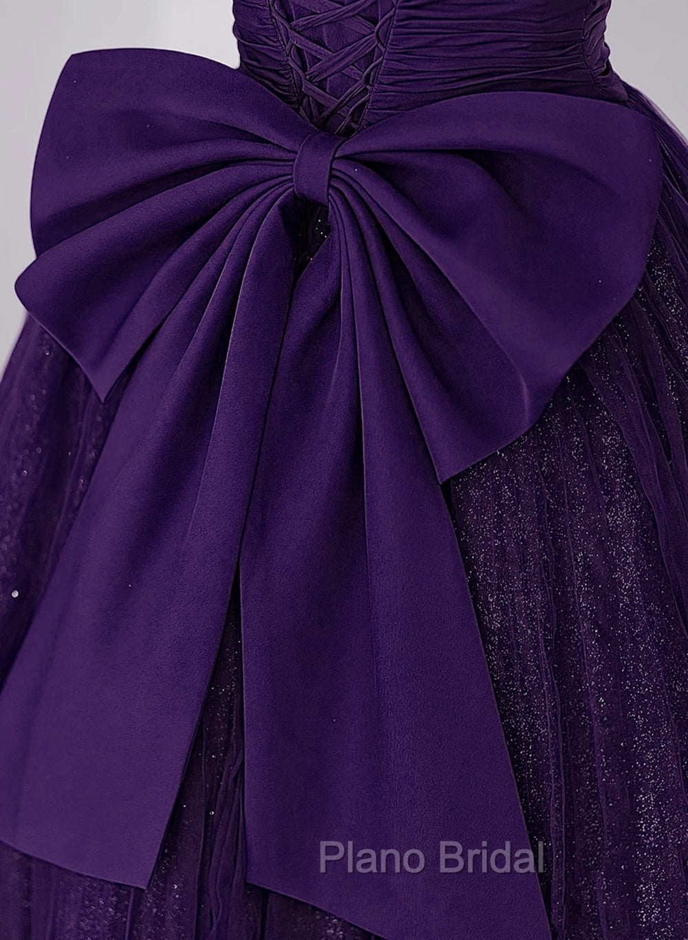 Dark Purple Tulle Scoop A-line Long Formal Dresses, Dark Purple Evening Dresses Formal Prom Dresses