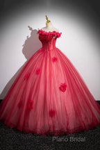 Dark Red Beading Formal Prom Dresses With Corset, Off The Shoulder Short Sleeve Floor-Length Party Dresses