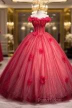 Dark Red Beading Formal Prom Dresses With Corset, Off The Shoulder Short Sleeve Floor-Length Party Dresses