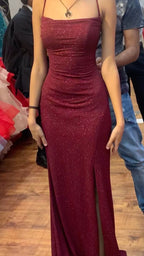 Burgundy Sparkly Glitter Formal Prom Dresses Long Formal Evening Dresses