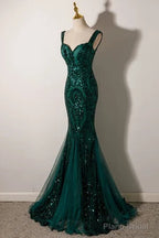 Sequin Evening Dresses Trumpet Mermaid Floor-Length Formal Party Gown for Women