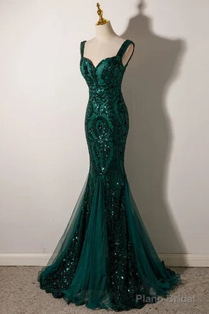 Sequin Evening Dresses Trumpet Mermaid Floor-Length Formal Party Gown for Women