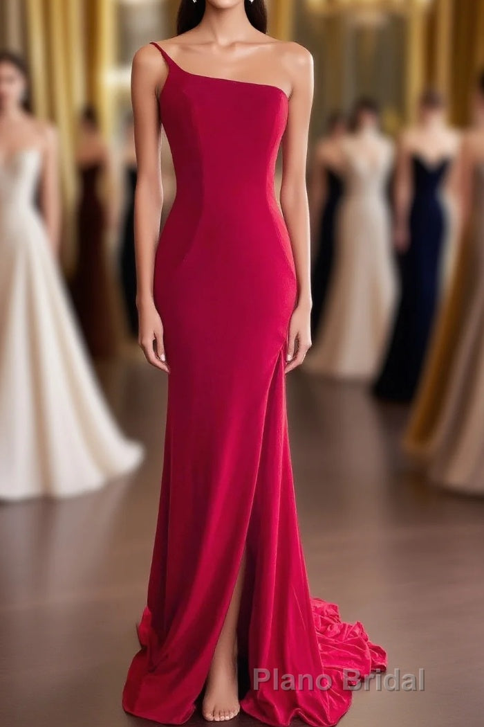 Simply Barbie Pink Mermaid One Shoulder Long Prom Dresses Main image