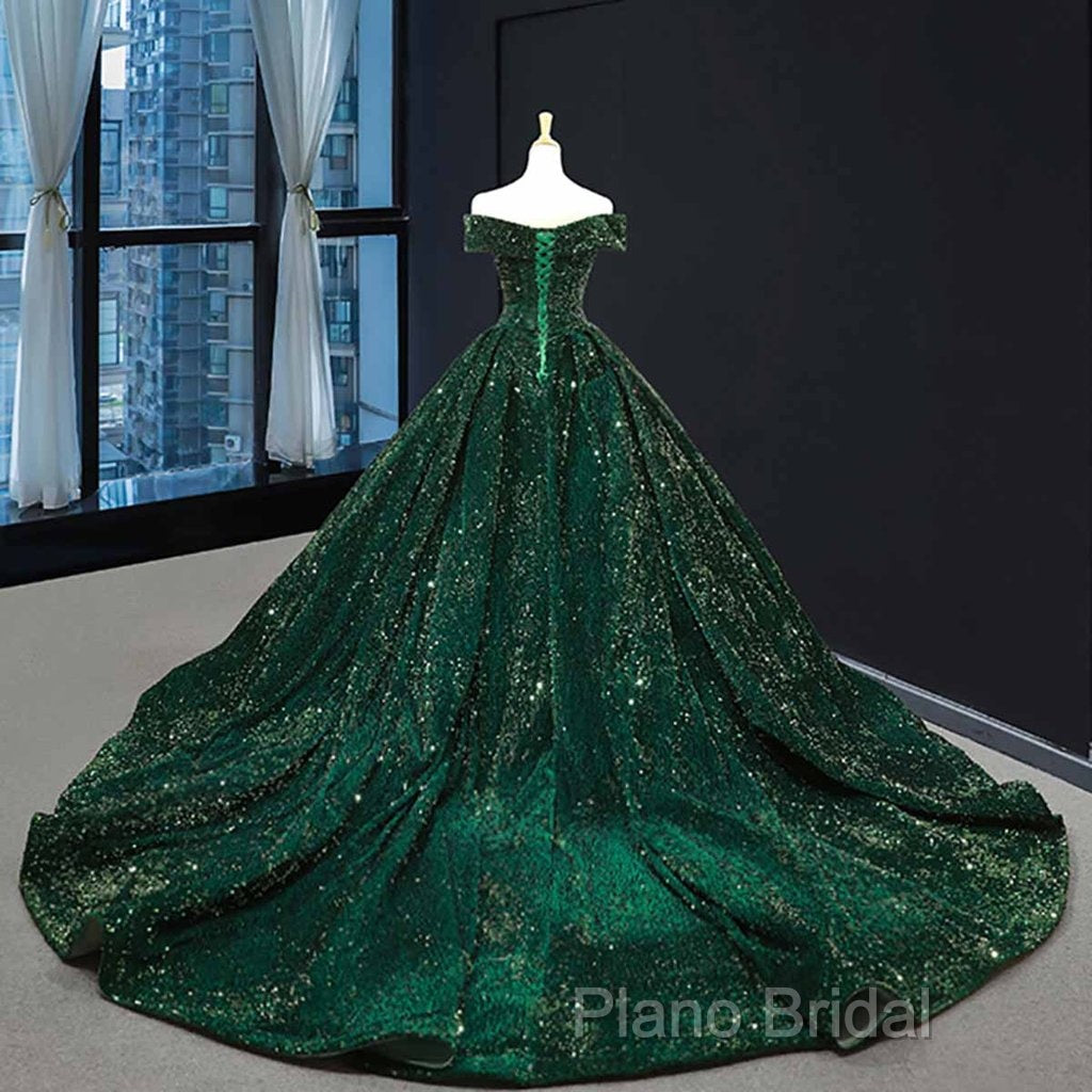 Deep Green Long Quinceanera Dresses Sweet 16 Formal Prom Dresses Pageant Dresses