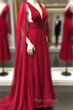 Deep V Neck Chiffon Long Formal Prom Dresses Simple Formal Prom Gown