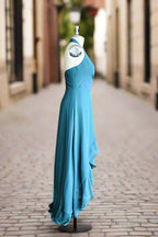 Deep-V Neck Chiffon Plus Size Asymmetrical Bridesmaid Dresses