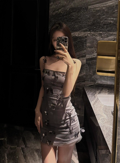 Design Gray Three-Dimensional Bow Suspenders Birthday Skirt Homecoming Dresses Main image