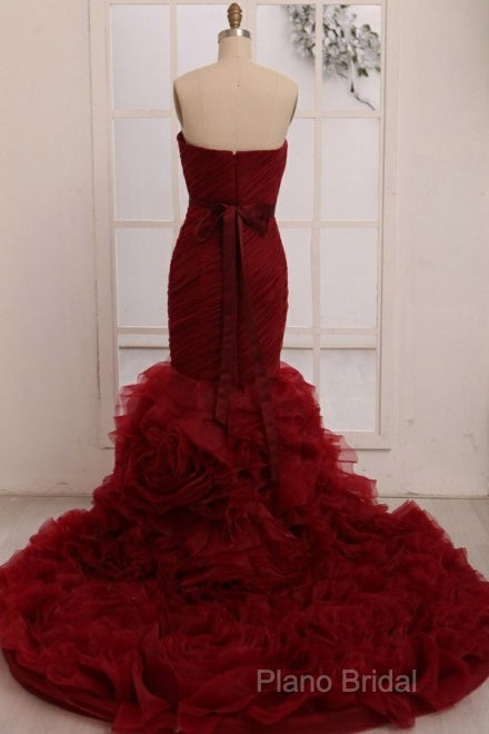 Dignified Trumpet/Mermaid Strapless Sweetheart Tiered Long Formal Prom Dresses Secondary image