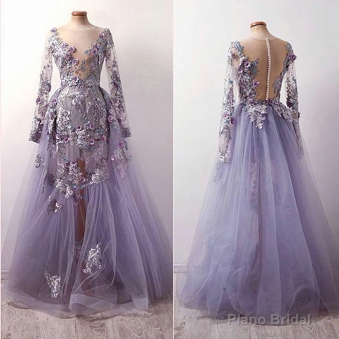 Tulle Prom Dress, Floor Length Appliques Women Dress Secondary image