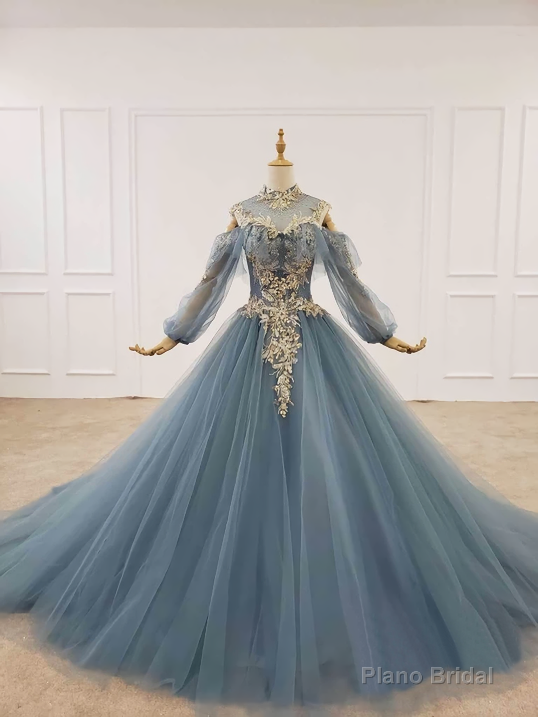 Vintage Tulle Long Sleeve Prom Dress, Custom Evening Dress Main image