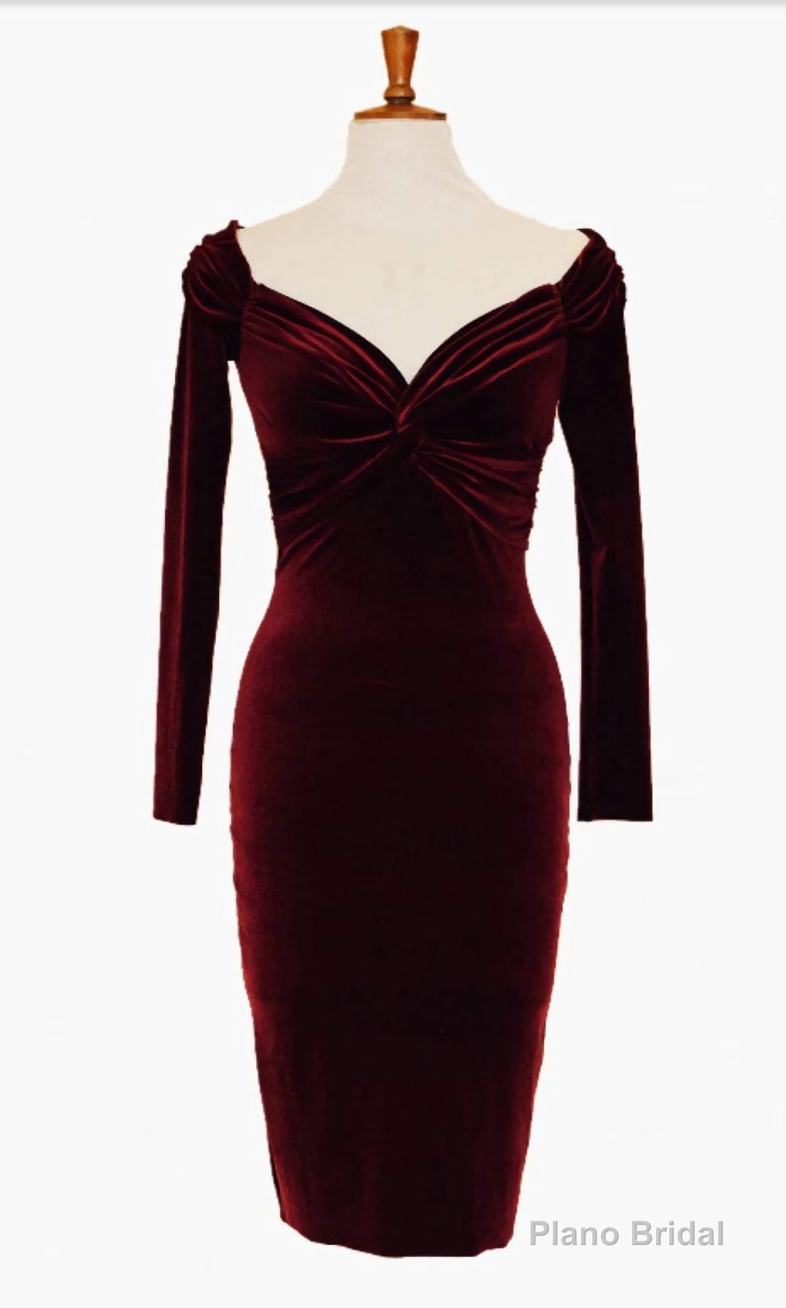Cocktail Dress, Burgundy Velvet Dress, Midi Dress, Evening Dress, Party Dress, Mid Length Dress Main image