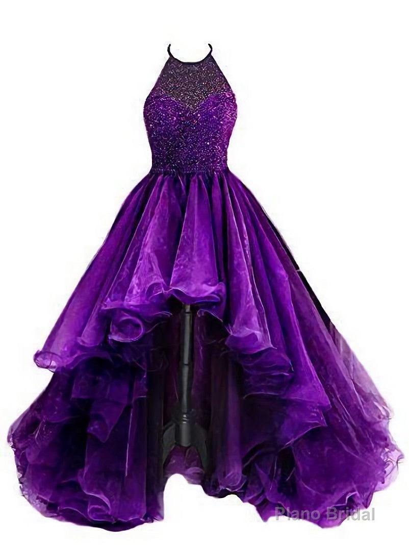 Organza With Beaded Bodice Halter High Low Prom Dress, Pageant Dress Main image