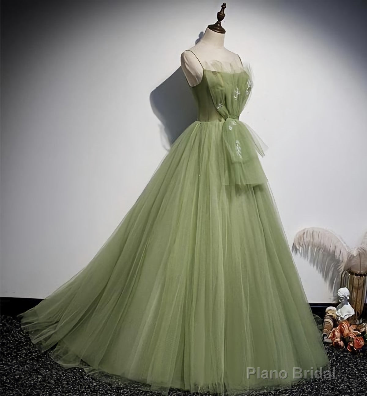 Green Tulle Long Sweet 16 Prom Dress Formal Dress, Evening Gown Secondary image