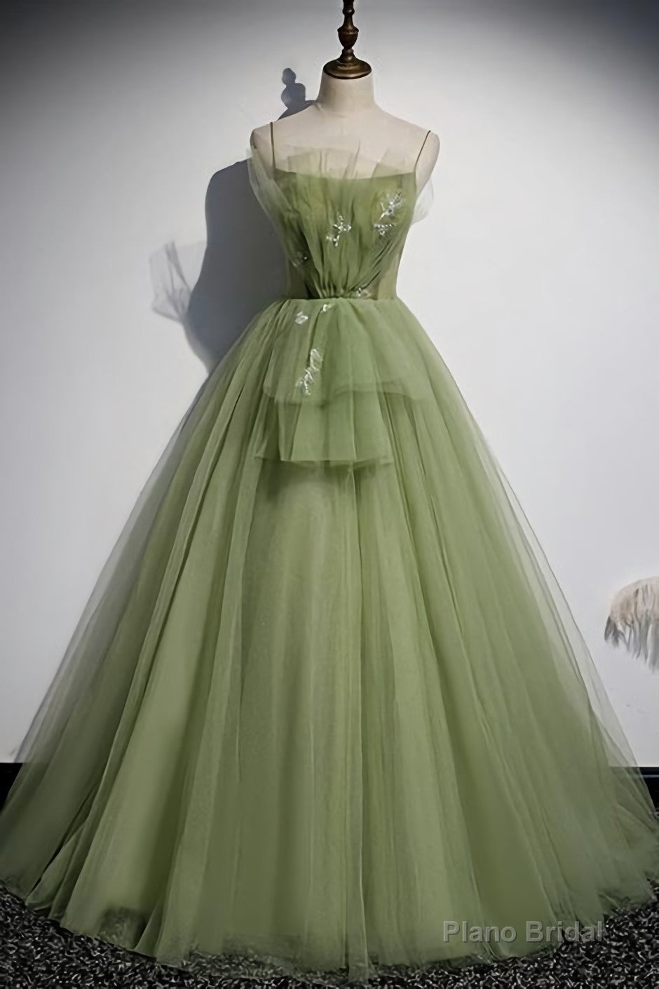 Green Tulle Long Sweet 16 Prom Dress Formal Dress, Evening Gown Main image