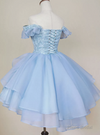 A Line Short Pink Blue Homecoming Dress