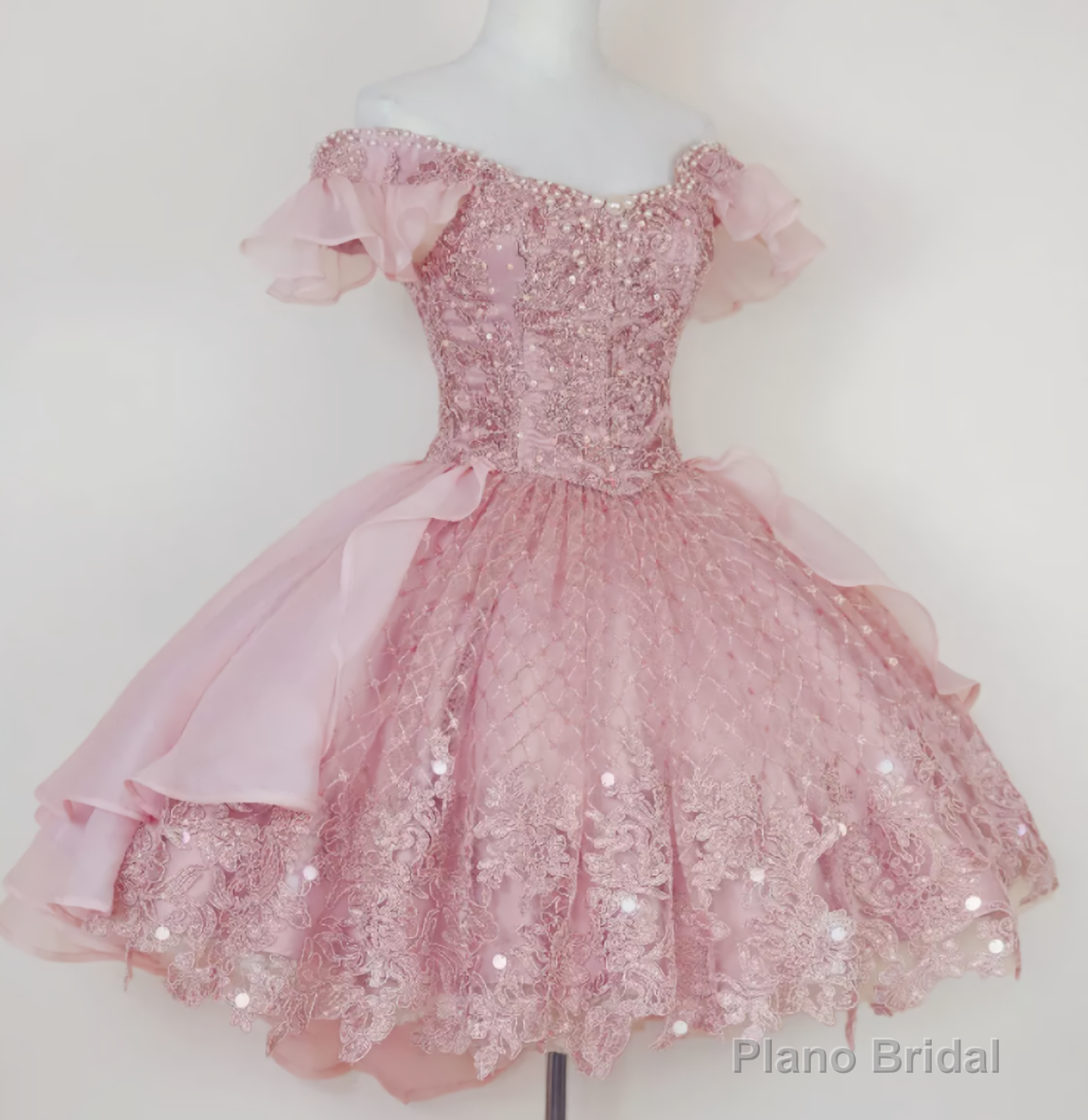 A Line Short Pink Blue Homecoming Dress Main image