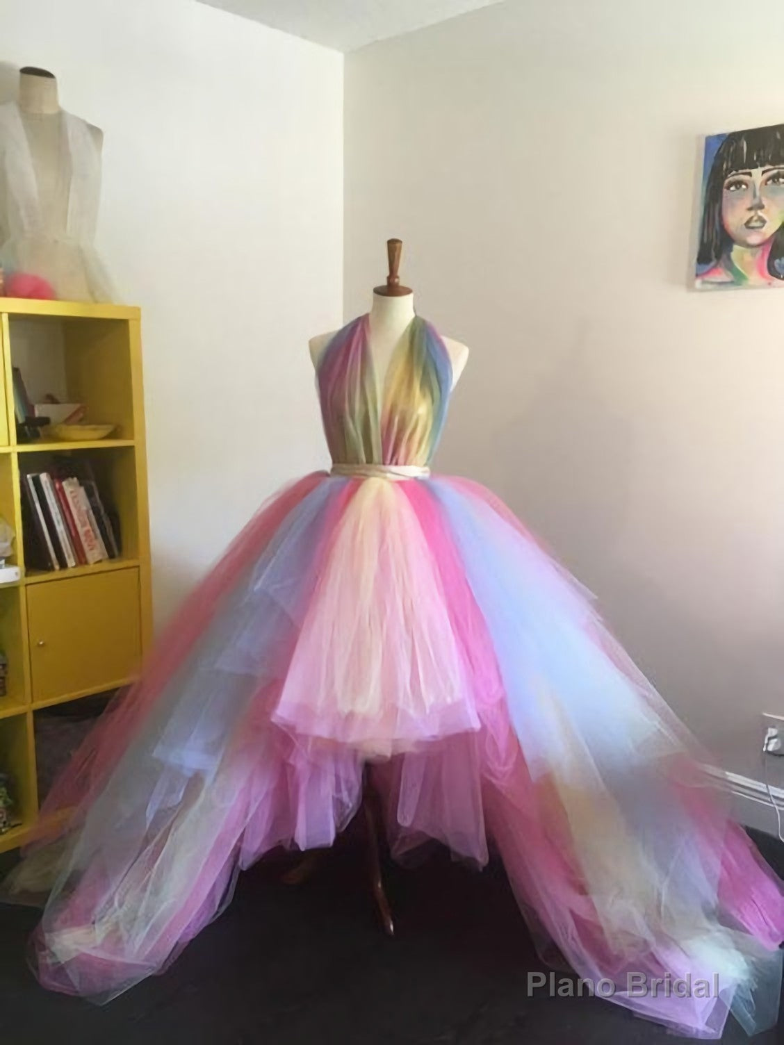 High Low Rainbow Tulle Prom Dress Main image
