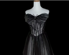 Dreamy Black A-Line Strapless Butterfly Tulle Long Ball Gown/Prom Dresses