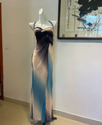 Dreamy Gradient Mermaid Halter Neck Beaded Chiffon Long Formal Prom Dresses