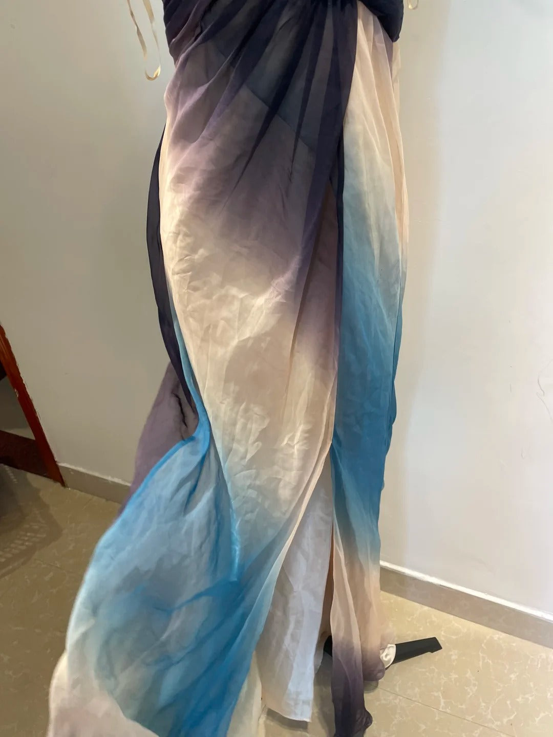Dreamy Gradient Mermaid Halter Neck Beaded Chiffon Long Formal Prom Dresses