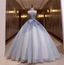 Dreamy Light Blue Strapless Tulle Ball Gown Prom Dresses Sweet 16 Dresses