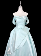 Dreamy Mint Light Blue A-Line Strapless Satin Formal Prom Dresses