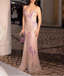Dreamy Pink Mermaid Spaghetti Strap Open Back Beaded Sequin Tulle Long Formal Prom Dresses