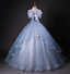 Dreamy Princess Blue Off-Shoulder Oversized Bow Tulle Long Ball Gown Prom Dresses Sweet 16 Dresses
