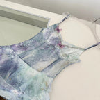 Dreamy Purple And Blue Gradient A-Line Spaghetti Strap Cake Chiffon Long Formal Prom Dresses