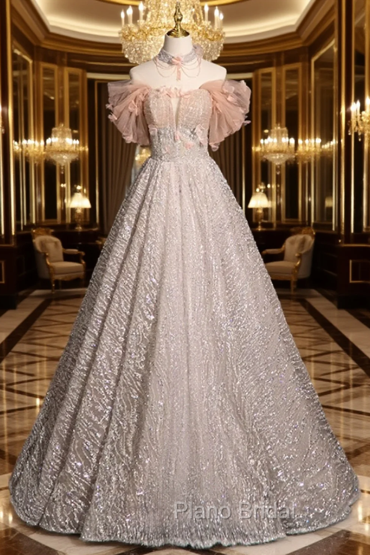 Dreamy Sequins Off the Shoulder Formal Prom Dresses Main image