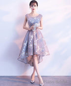 Cute Lace Round Neck Short Prom Dress Homecoming Dress