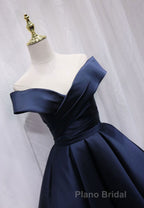 A-Line Satin Off the Shoulder Short Formal Prom Dresses, Mini Evening Party Dresses