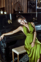 Drop Neck Silk Maxi Dresses Wedding Guest Dresses Formal Prom Dresses Formal Evening Gowns