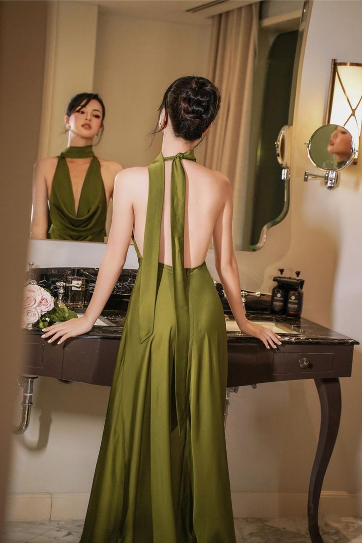 Drop Neck Silk Maxi Dresses Wedding Guest Dresses Formal Prom Dresses Formal Evening Gowns
