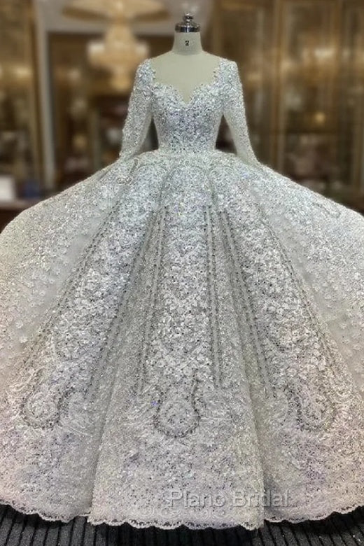 Dubai Handwork Beading Long Sleeve Beading Appliques Wedding Dresses Main image