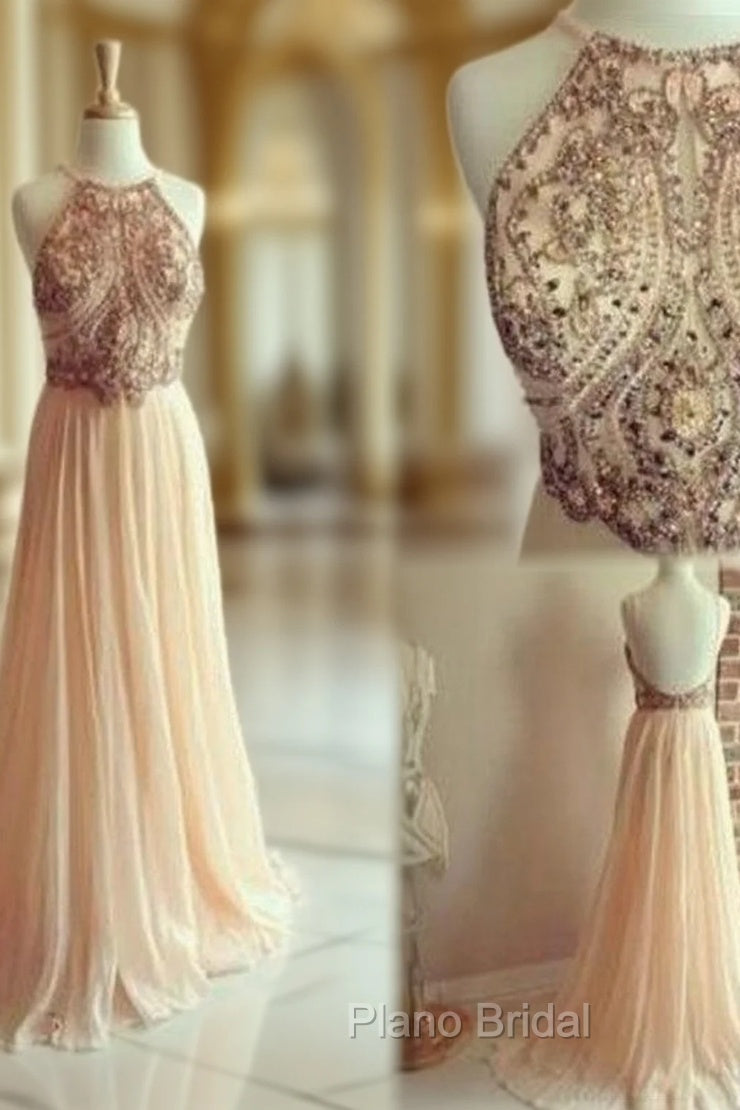 Dusty Pink Formal Dresses Backless Bead Formal Prom Dresses Main image
