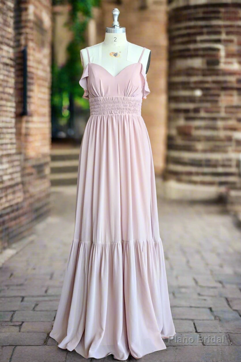 Dusty Rose A-Line Bow Ruffle Sleeveless Chiffon Bridesmaid Dress Main image