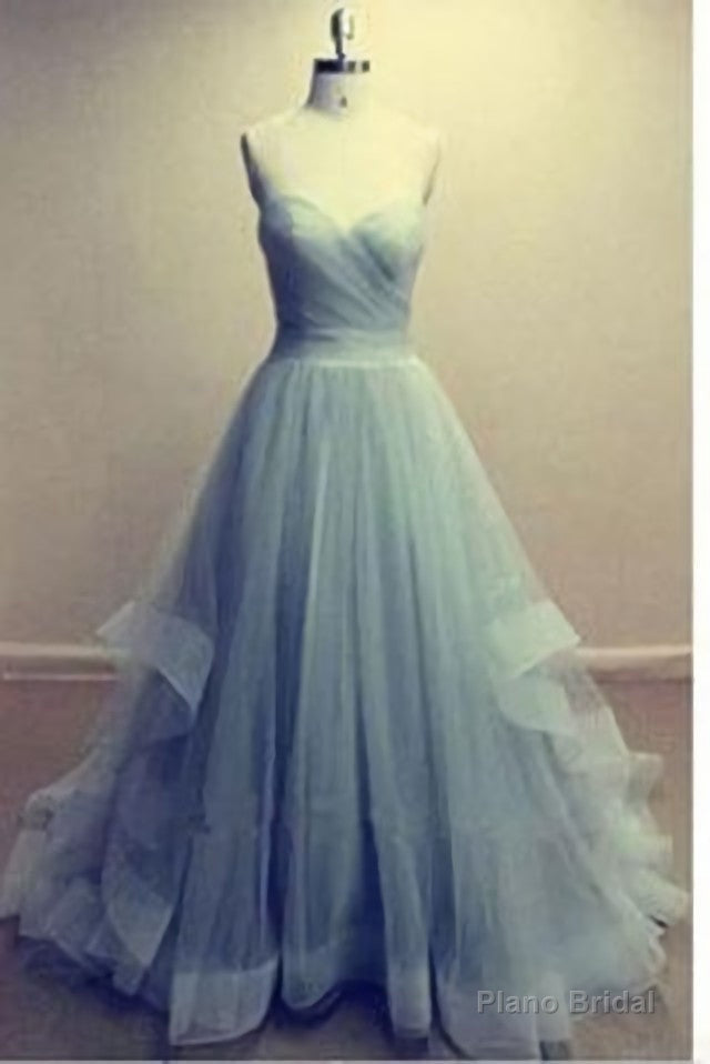 Hot Sale Charming Sweetheart A Line Tulle Floor Length Strapless Sleeveless Evening Dresses Secondary image
