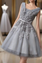 Cute A Line Tulle Lace Short Formal Prom Dresses, Homecoming Dresses