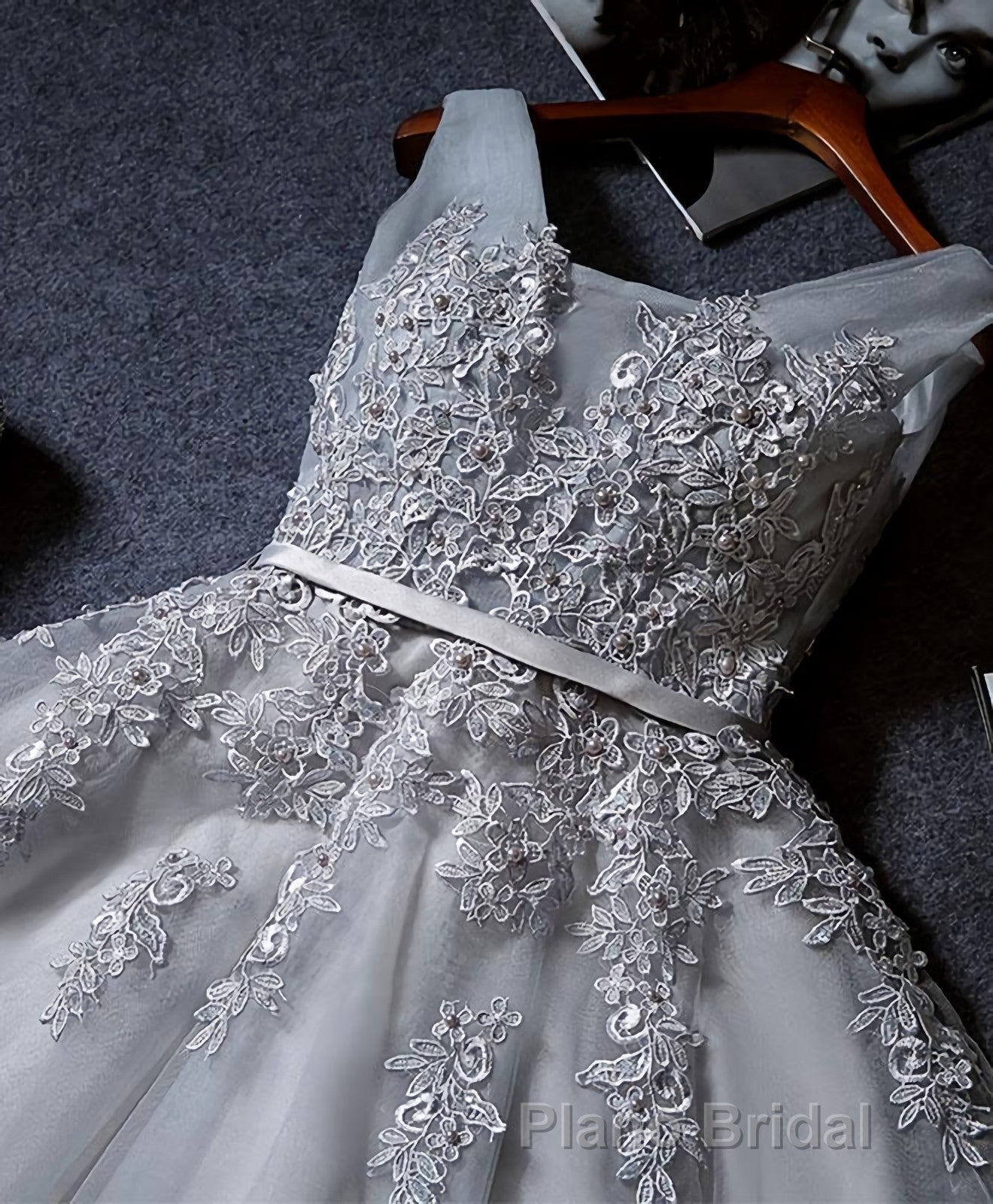 Cute A Line Tulle Lace Short Formal Prom Dresses, Homecoming Dresses