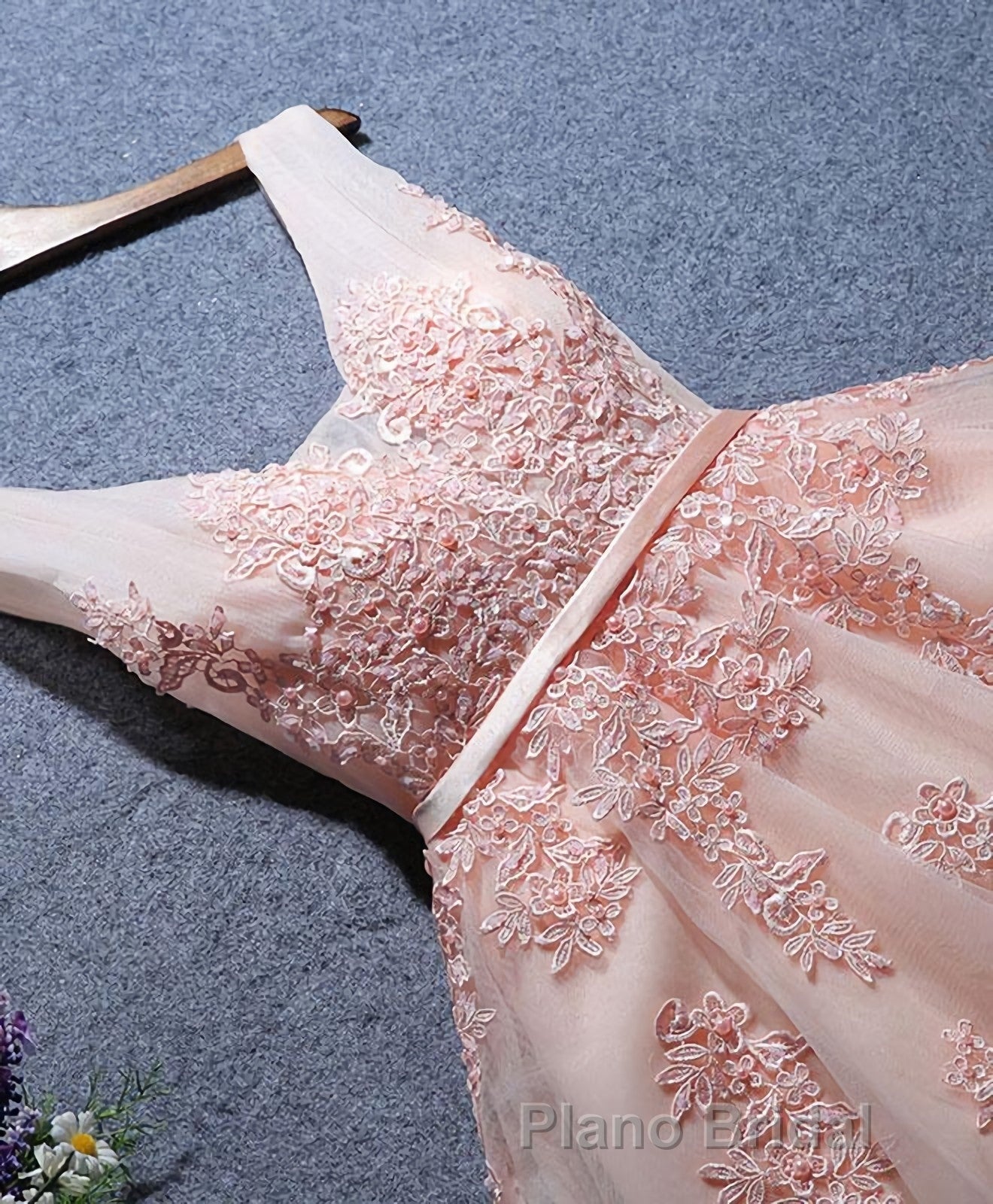 Cute A Line Tulle Lace Short Formal Prom Dresses, Homecoming Dresses Secondary image