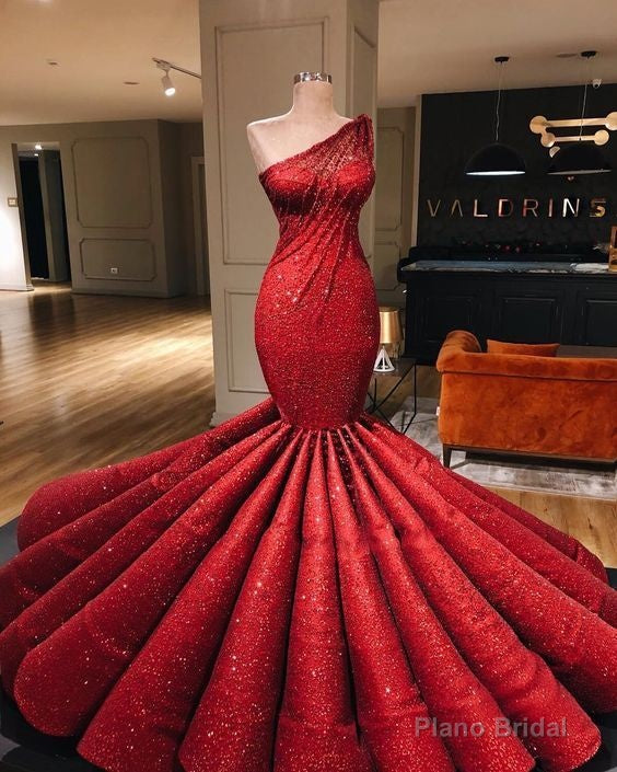 stunning red mermaid formal prom evening dress