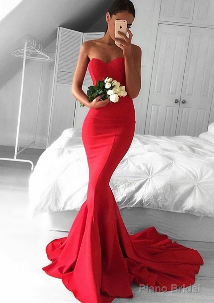 Elastic Satin Prom Dresses Trumpet/Mermaid Sweetheart Court Train With Pleated Main image