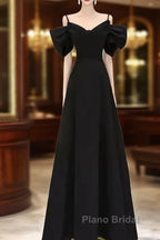 Elegant A Line Black Long Formal Prom Dresses Formal Evening Dresses
